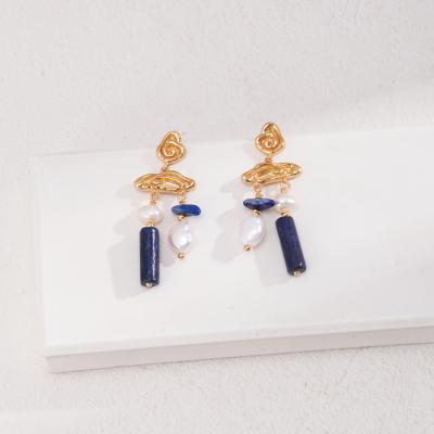 Sterling Silver Lapis Lazuli Pearl Earrings