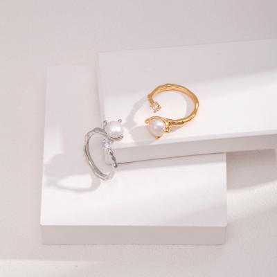 Sterling Silver Pearl Zircon Ring